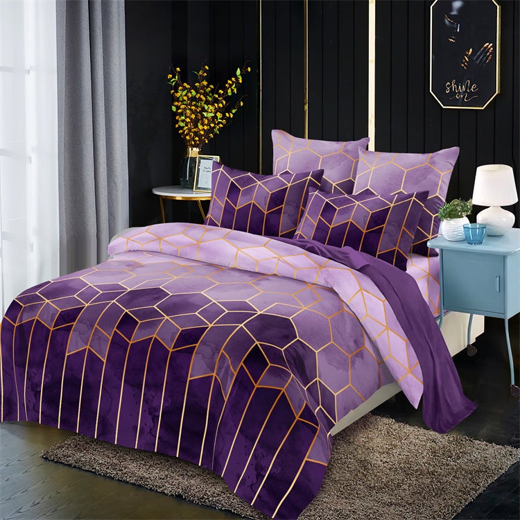 Bedding Gilt Strips Rowni Geometric Rhombus Three Or Four Piece Set - Image 1