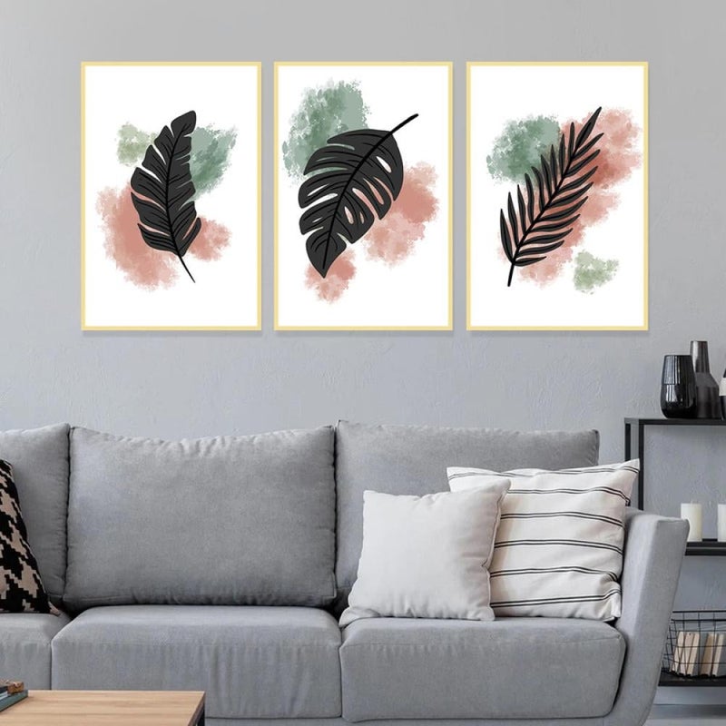 ماركتنا ثلاث لوحات قماشية بتصميم مودرن مع برواز مجوف مقاس (120×60) ثلاث قطع - Image 1