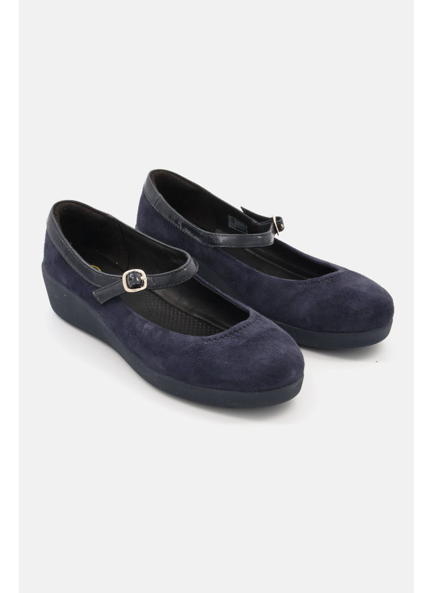 Women Suede Adjustable Buckle Closure Flat Shoes, Navy Blue - pzsku/ZBAB7655B4A411984E0A2Z/45/_/1727792200/863af78d-847a-47fc-ba63-4d6abf9b82b4