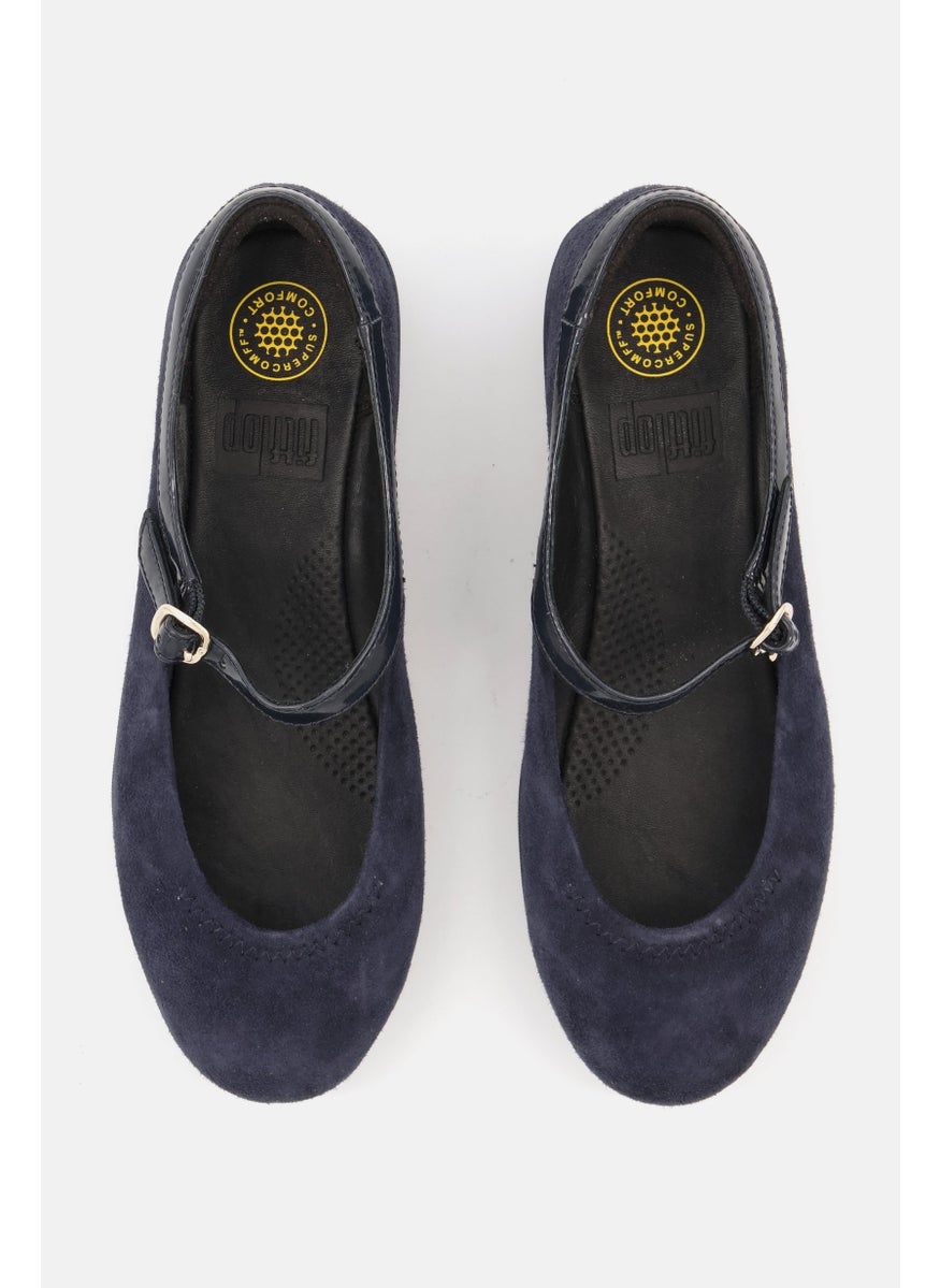 Women Suede Adjustable Buckle Closure Flat Shoes, Navy Blue - pzsku/ZBAB7655B4A411984E0A2Z/45/_/1731939512/c5257f50-c399-48ee-b7ce-18c21548c937