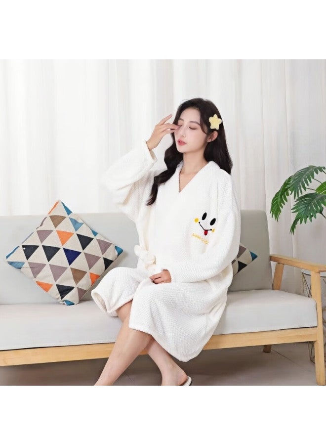 Fan Ye Coral Fleece Bathrobe Bath Towel Wearable Long Sleeve Bath Skirt Home Quick-dry Absorbent Soft Skin-friendly Non-shedding Robe Student - Image 2
