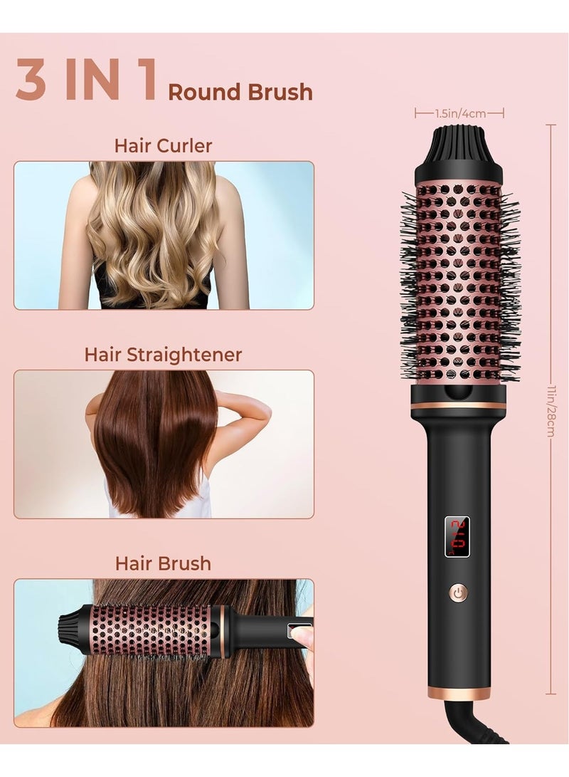Curling Brush 2 in 1 38mm 1.5inch Ionic Hot Brush, 120-210℃ Digital Display 11 Temperatures Heated Volumizing Brush, Creates Loose Curls 100-240V - Image 2