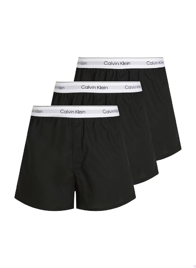 CALVIN KLEIN Men's 3 Pack Slim Fit Boxers - Icon Cotton Stretch - Cotton, Black  - Image 1