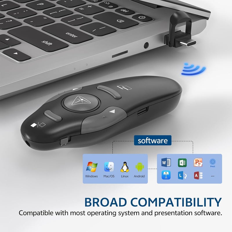 PPTSLID [2 in 1 Usb C + Rechargeable] Presentation Clickers, Powerpoint Clicker Wireless Presenter Remote Control, Advanced Slideshow Remote Control Ppt Slideshow Usb Cl - Image 3