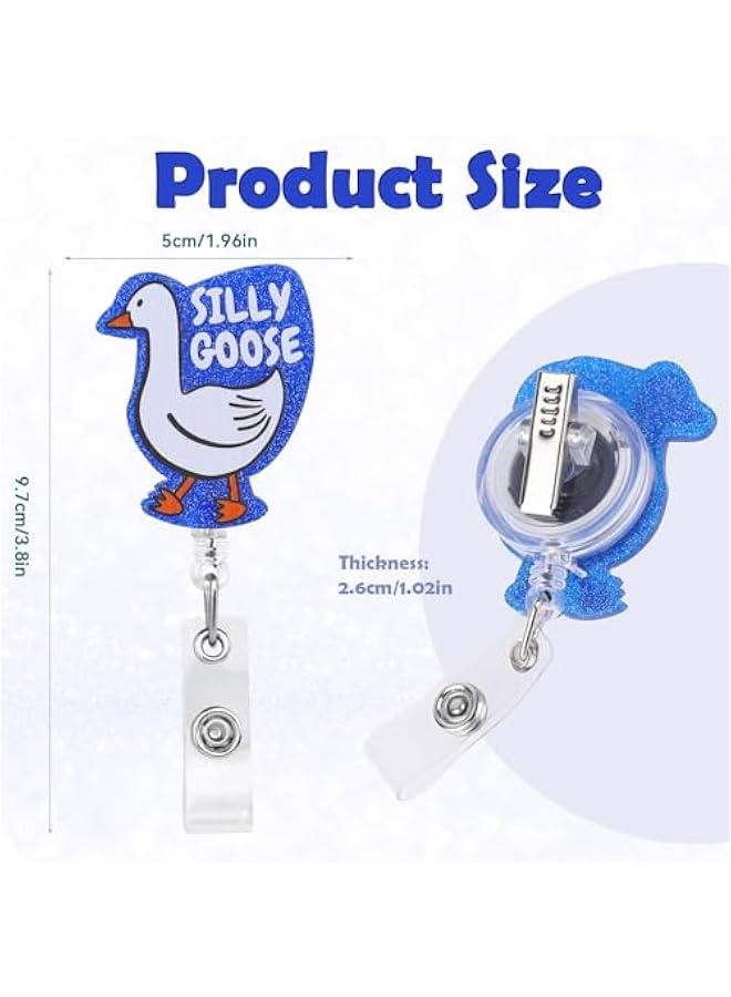 Funny Badge Reel Holder Cute Retractable ID Card Clips Silly Goose Name Badge Tag Acrylic Holder Reels Work Accessories for School Hospital Assistant Nurses Teacher Office Workers Men Wen - Image 2