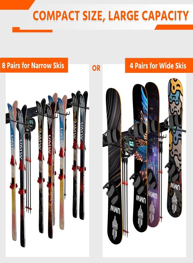Ultrawall Wall Mount Ski Rack, Garage Ski Storage Rack, Ski Hangers For 8 Pairs of Skis - Image 3