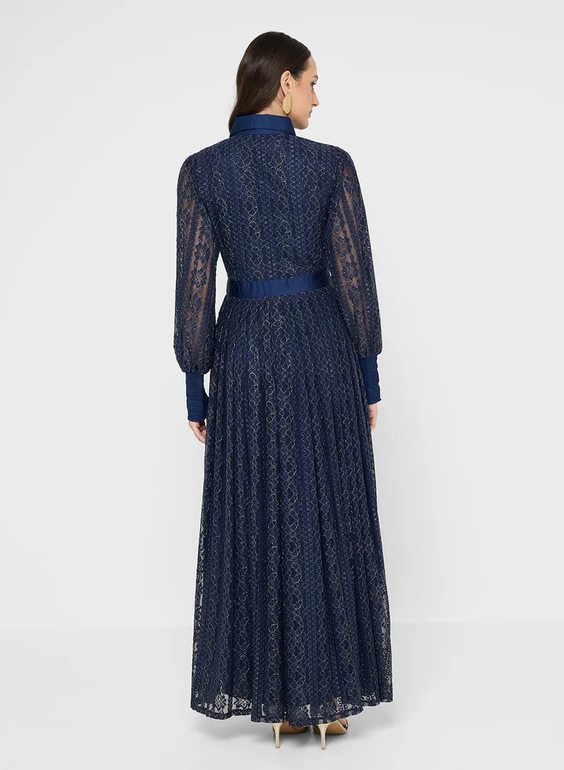 جولدن ابل Collared Long Sleeve Maxi Dress