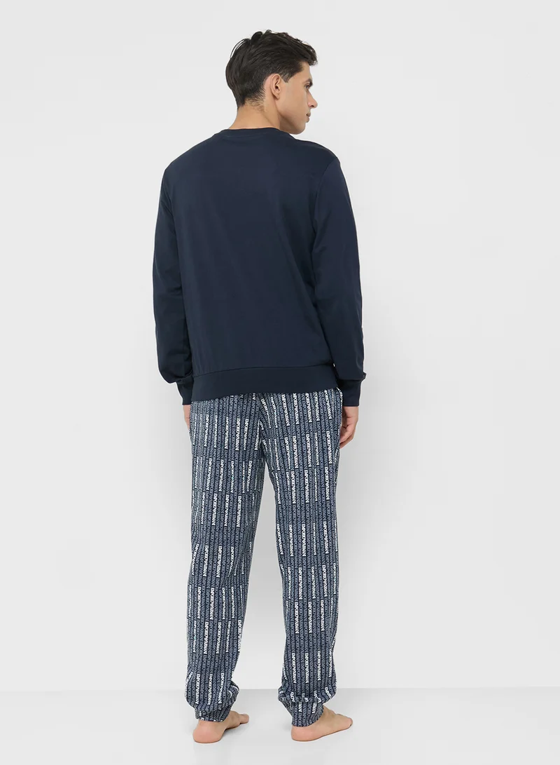 امبوريو ارماني Casual Crew Neck T-Shirt And Payjma Set