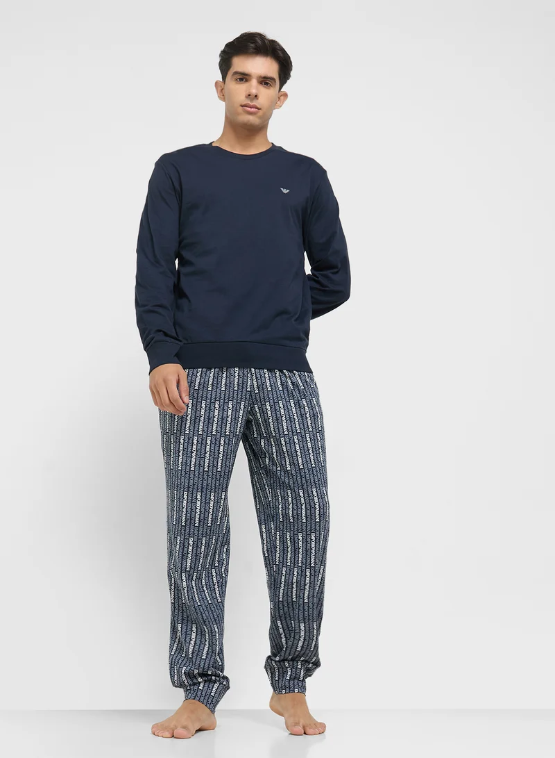 امبوريو ارماني Casual Crew Neck T-Shirt And Payjma Set