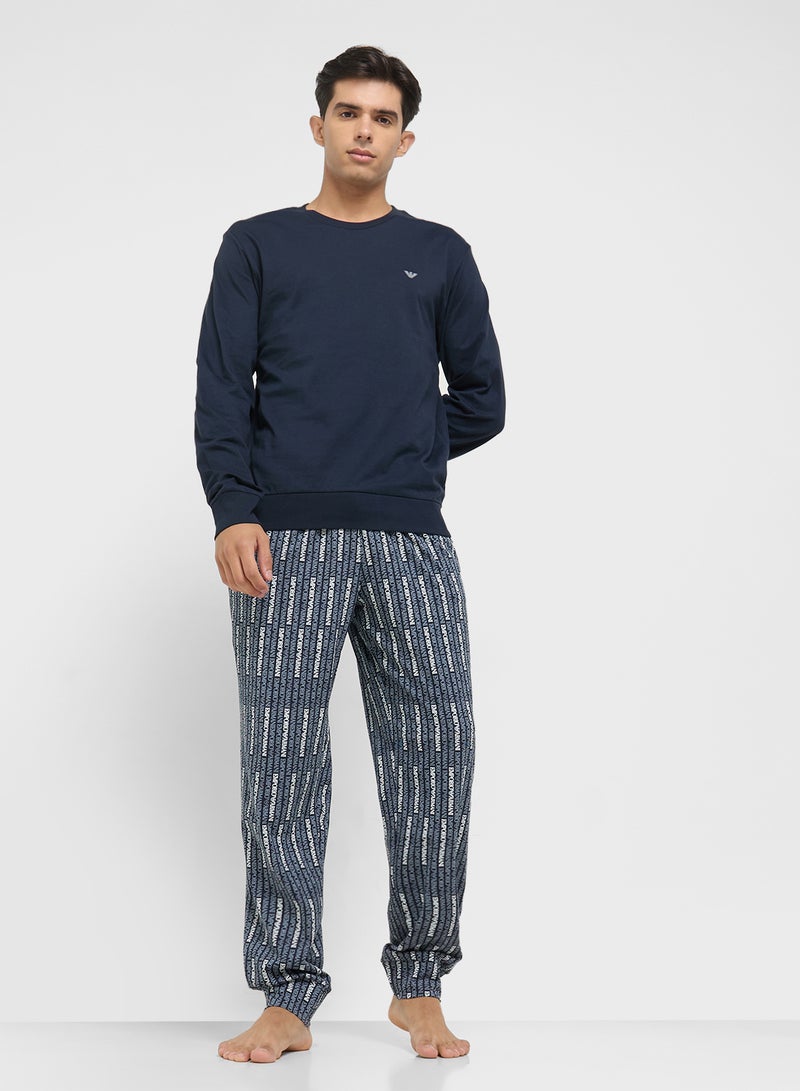 امبوريو ارماني طقم بيجامة وتيشيرت كاجوال بياقة دائرية - Image 1