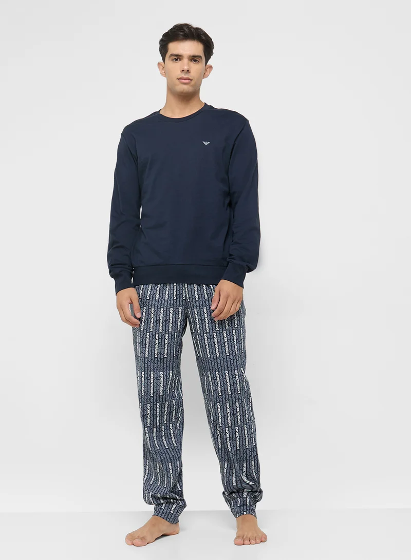EMPORIO ARMANI Casual Crew Neck T-Shirt And Payjma Set