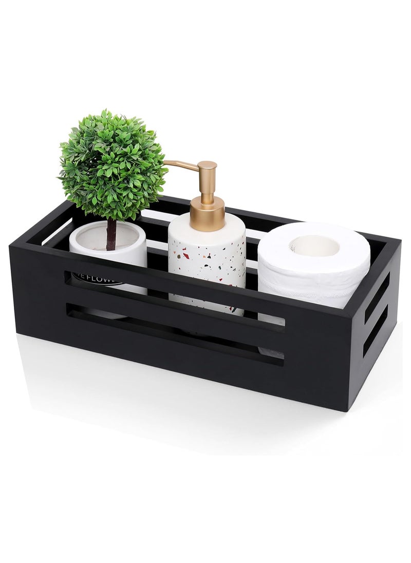 Generic - Black Decor Box Bathroom Toilet Tank Basket Topper,Wood Bathroom Baskets,Back of Toilet Storage Basket for Toilet Paper Storage - Image 1