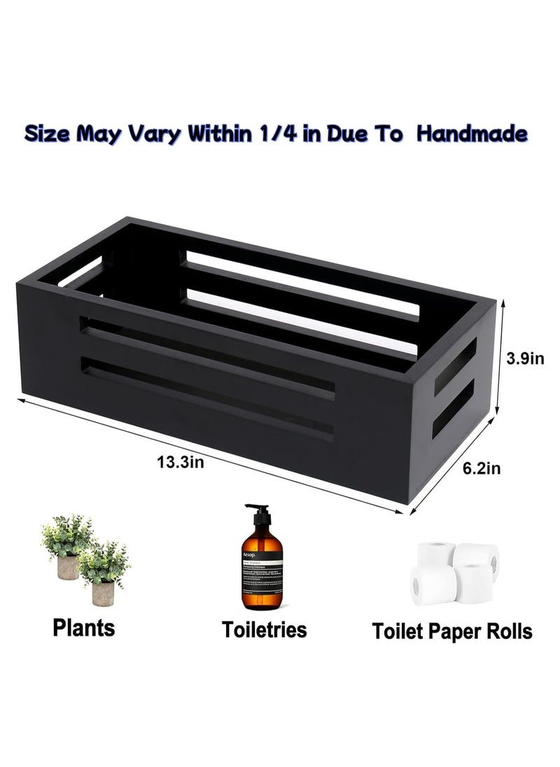 Generic - Black Decor Box Bathroom Toilet Tank Basket Topper,Wood Bathroom Baskets,Back of Toilet Storage Basket for Toilet Paper Storage - Image 1