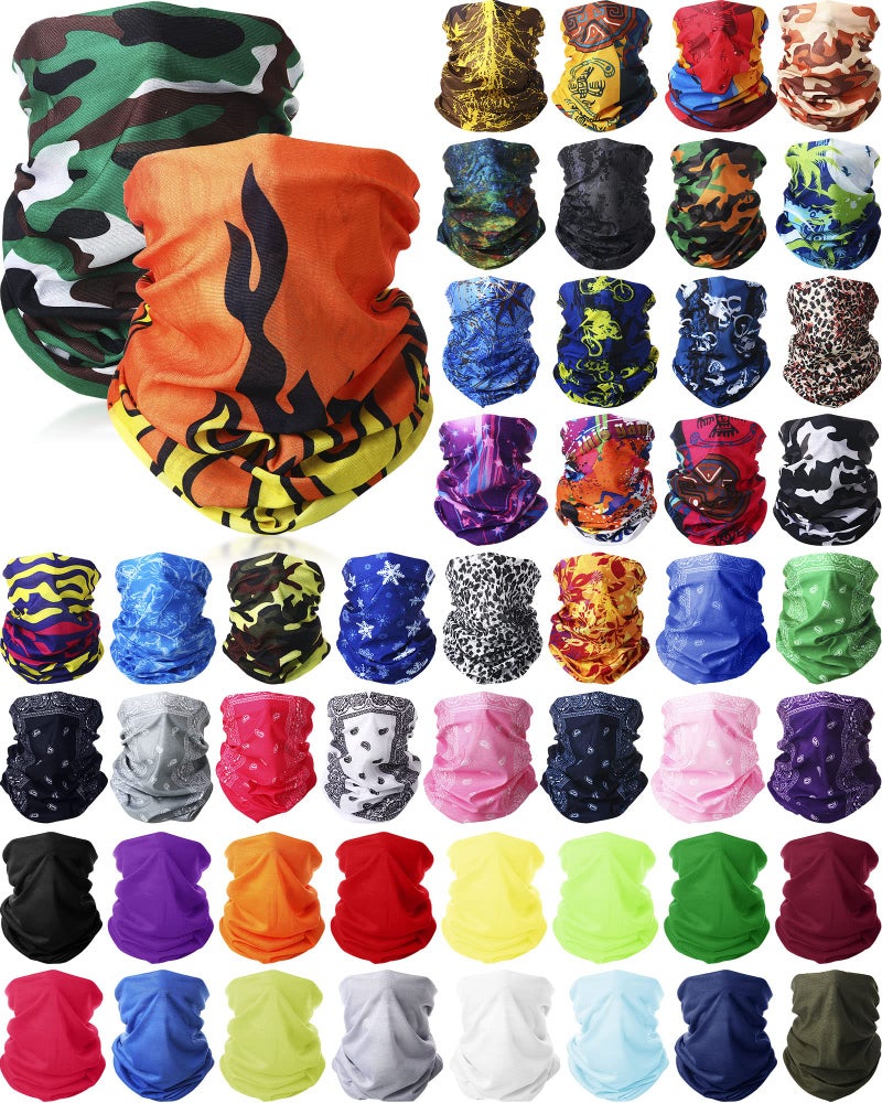 JaGely 50 Pcs Summer Neck Gaiters for Men Multi Cooling UV Protection Neck Gaiter for Sun Protection Face Mask Balaclava Motorcycle (Stylish Style) - Image 1