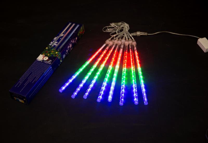 Plug-in led meteor shower tube household patch waterproof exterior lighting  holiday lights decorative lights hanging tree stalls - Image 1