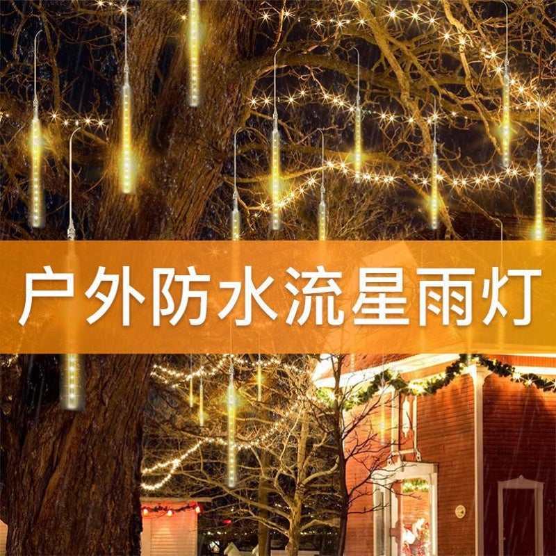 Plug-in led meteor shower tube household patch waterproof exterior lighting  holiday lights decorative lights hanging tree stalls - Image 3
