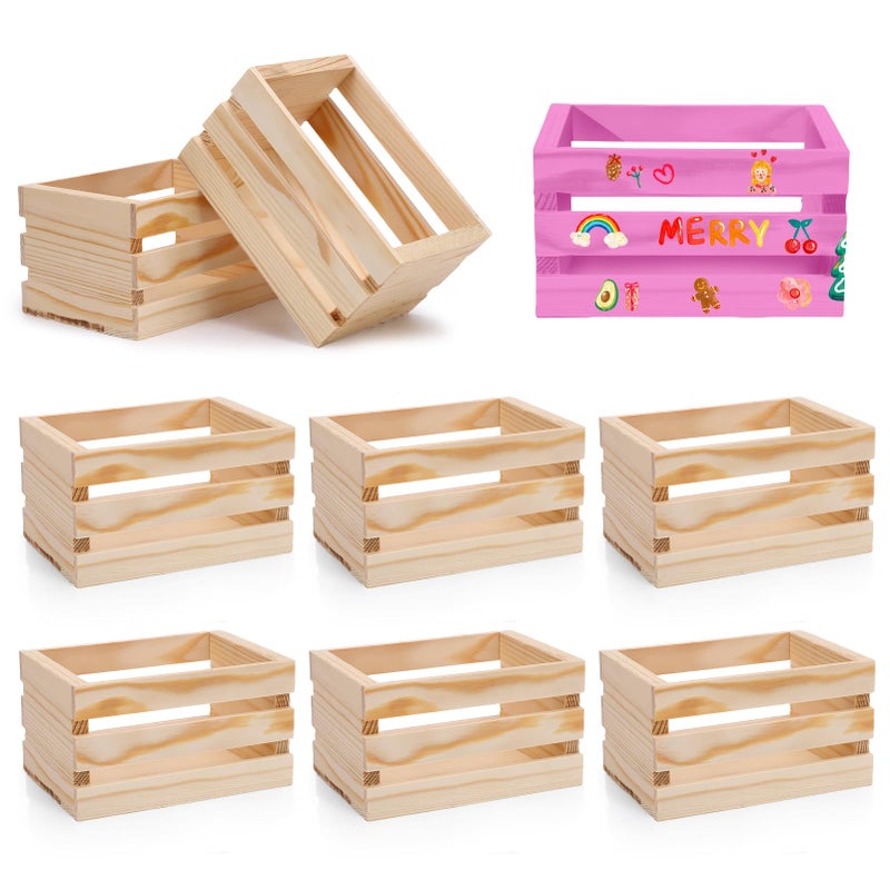lyrlody 6PCSlyrlody Storage Crate Decorative Wood Crates Wooden Storage ContainerWooden Boxes for Home Nested CratesFarmhouse Wood Crates for Storage Display Decor Boxes - Image 2