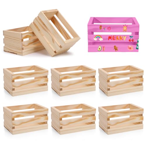 lyrlody 6PCSlyrlody Storage Crate Decorative Wood Crates Wooden Storage ContainerWooden Boxes for Home Nested CratesFarmhouse Wood Crates for Storage Display Decor Boxes - Image 1