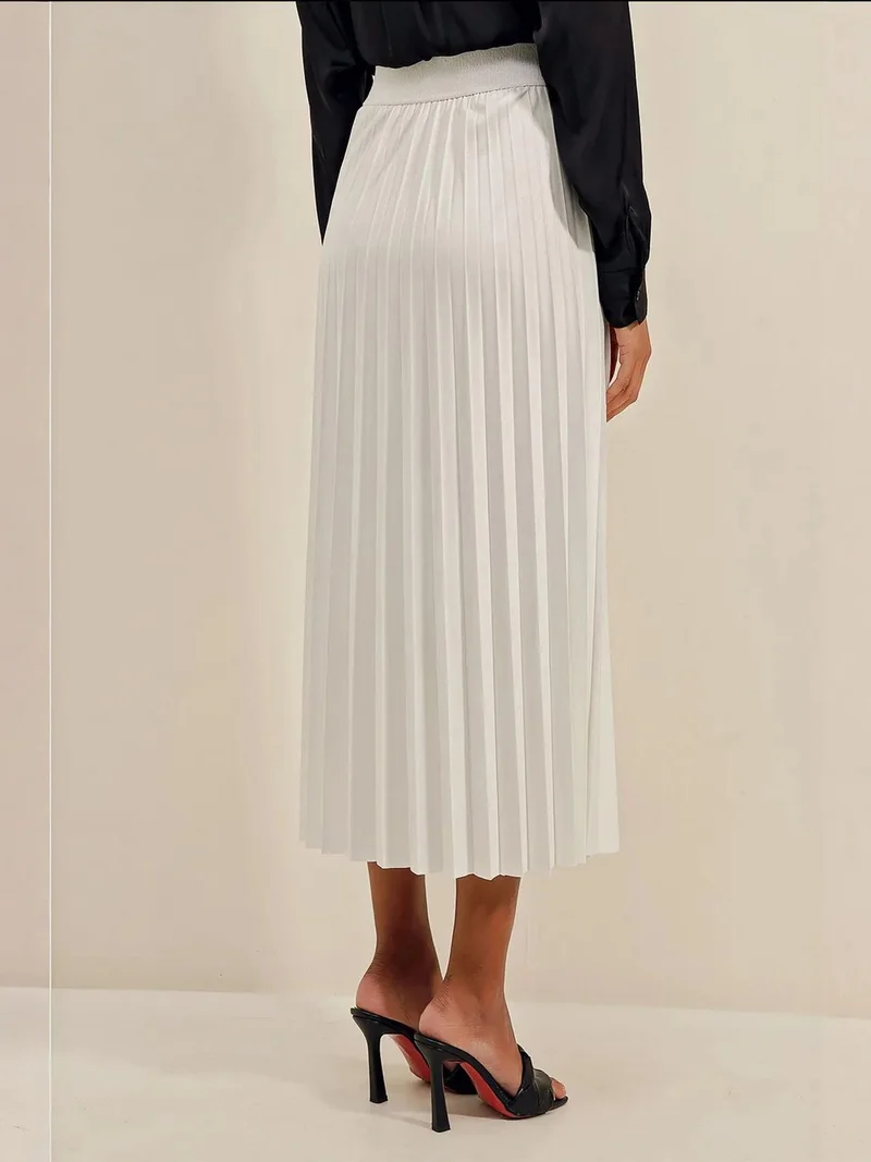 BIG DART BDART Faux Leather Pleated Midi Skirt