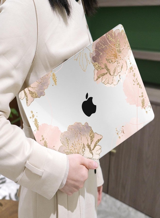MEEgoodo for MacBook Pro Case 13 inch 2022 2021 2020 A2338 M2/M1 A2251 A2289 with Touch ID, Clear Laptop Hard Shell Case with Keyboard Webcam Cover & Trackpad Film & Type C Adapter, Pink Peony Flowers - Image 5