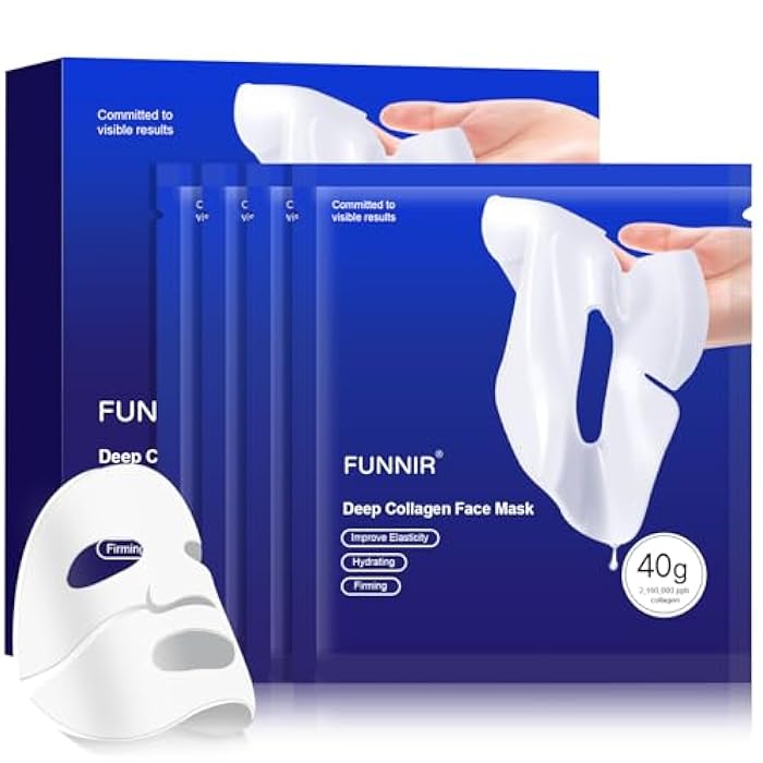 FUNNIR Collagen Face Mask for moisturizing & Glass Skin, hydrating Overnight Face Mask, Pore Minimizing,Elasticity Enhancing,Firming (4 Count (Pack of 1)) - Image 1