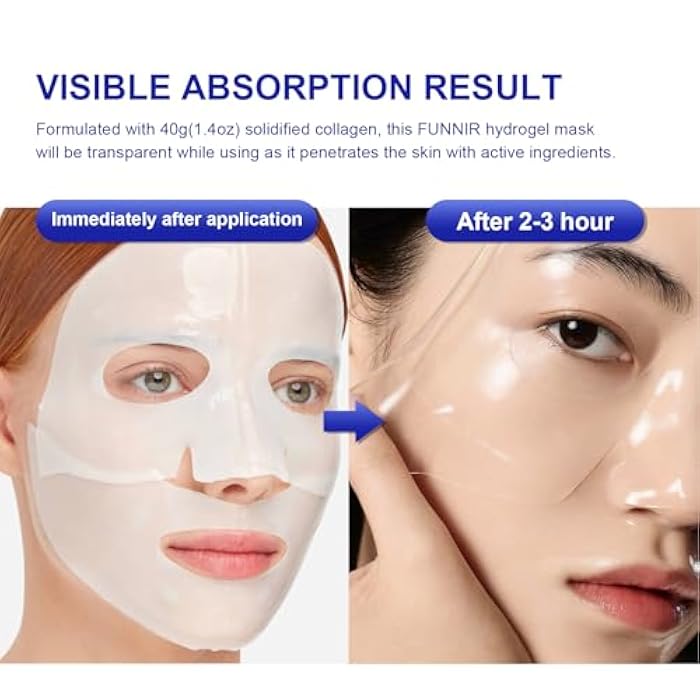 FUNNIR Collagen Face Mask for moisturizing & Glass Skin, hydrating Overnight Face Mask, Pore Minimizing,Elasticity Enhancing,Firming (4 Count (Pack of 1)) - Image 2