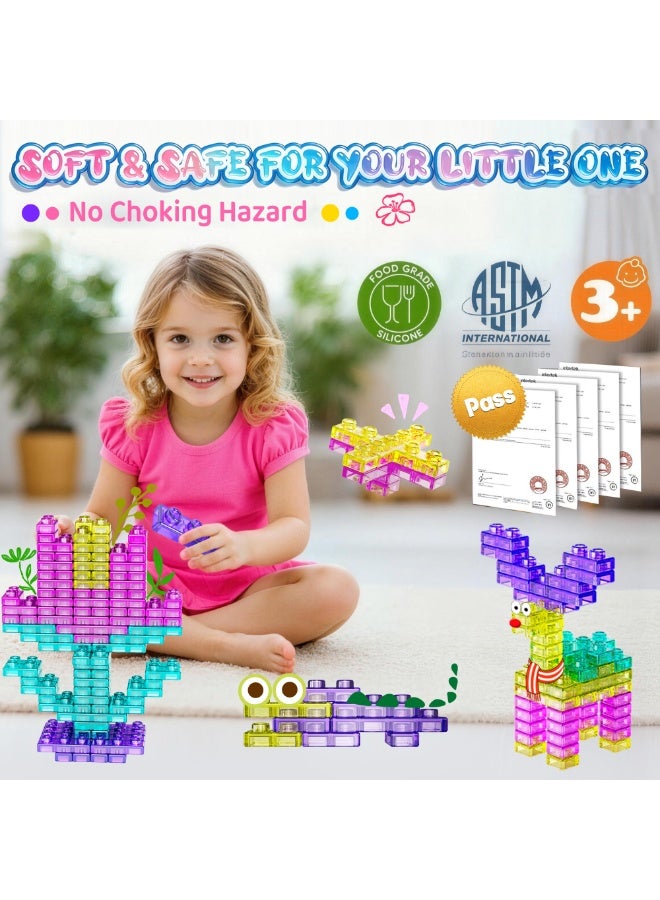 40 PCS Sensory Soft Building Blocks for Toddlers,Large Squishy Jelly Building Blocks  Kids Montessori Squishy Stacking Toy Set, Squeezable & Stretchable Early Learning Construction Playset, Puzzle Blocks for Creative Play（750g） - Image 5