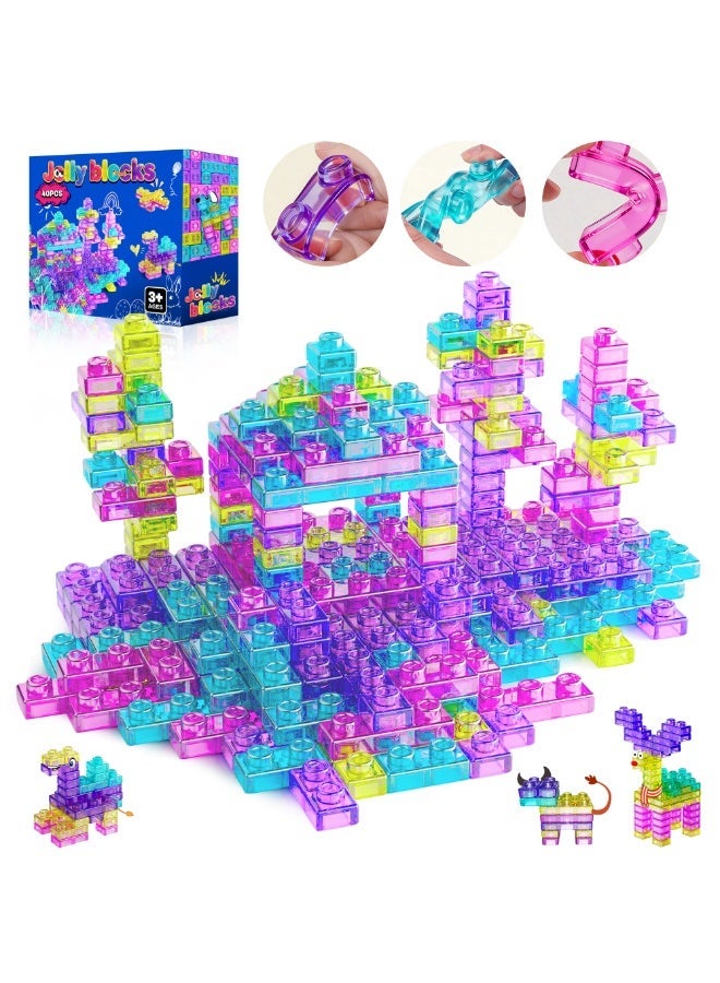 40 PCS Sensory Soft Building Blocks for Toddlers,Large Squishy Jelly Building Blocks  Kids Montessori Squishy Stacking Toy Set, Squeezable & Stretchable Early Learning Construction Playset, Puzzle Blocks for Creative Play（750g） - Image 2