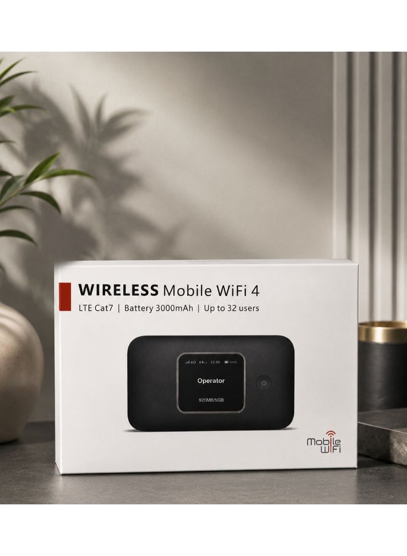 واي فاي متنقل 4G LTE – سرعة واتصال أينما كنت ابقَ متصلاً بالإنترنت في أي وقت ومع أي جهاز مع جهاز الواي فاي المتنقل الداعم لشبكات 4G LTE Cat7. تصميم عملي وأداء ثابت يناسب السفر، العمل، الدراسة، والاستخدام اليومي