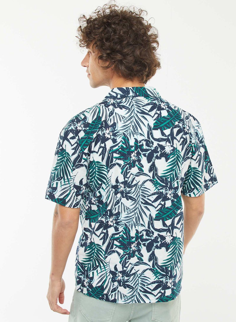 Kiabi Short-sleeved printed linen-blend shirt - Image 1
