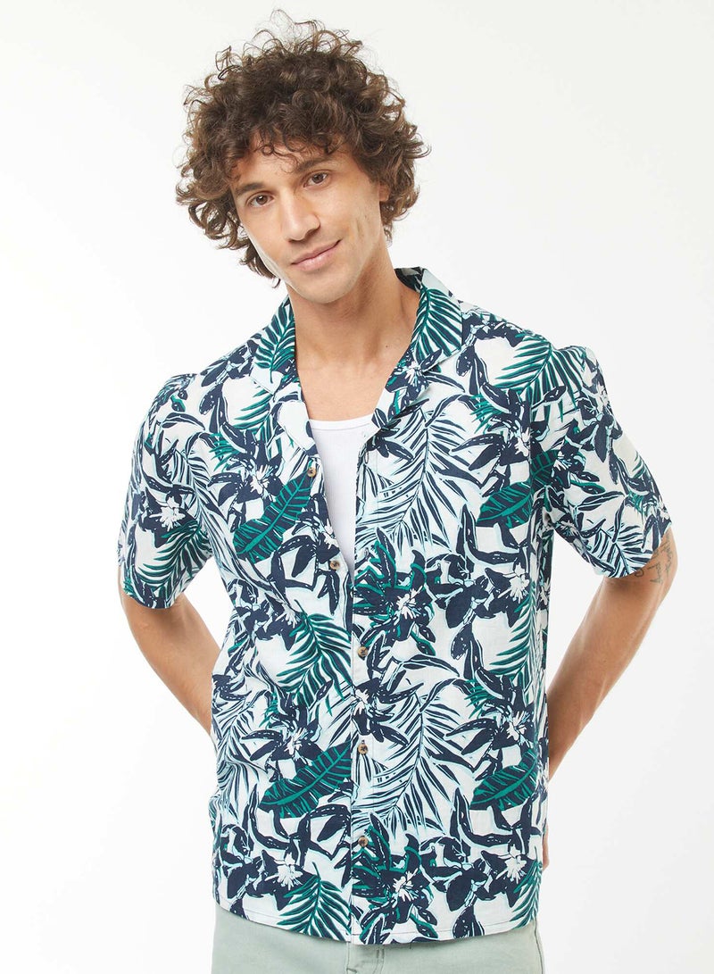 Kiabi Short-sleeved printed linen-blend shirt - Image 3