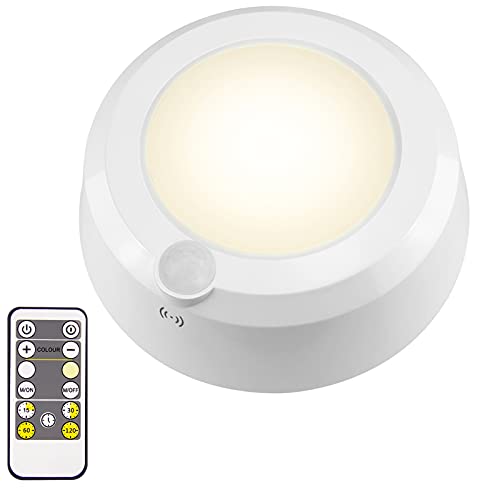 LUXSWAY Wireless Ceiling Light with RF Remote and Motion Detector, Cool Warm White Shower Light,Super Bright Battery Ceiling Light Timer for Closet Hallway Stair Gargage 5.67 Inch, 300Lumens - Image 1