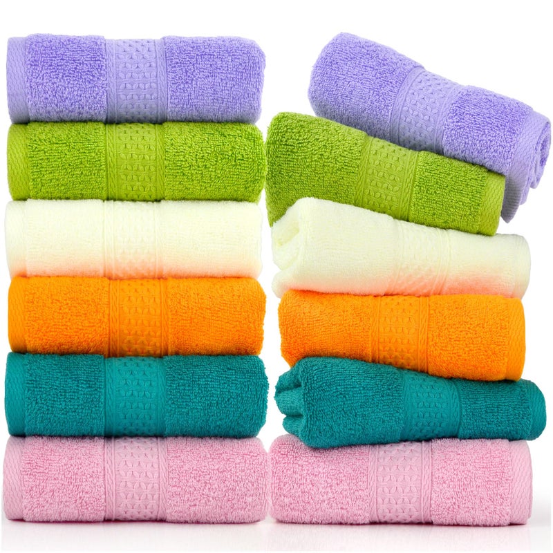 Cleanbear Ultra Soft Hand Towels 12 Pack 6 Colors 100% Cotton Hand Towel Set for Family Members (13 x 29 Inches) - Image 1