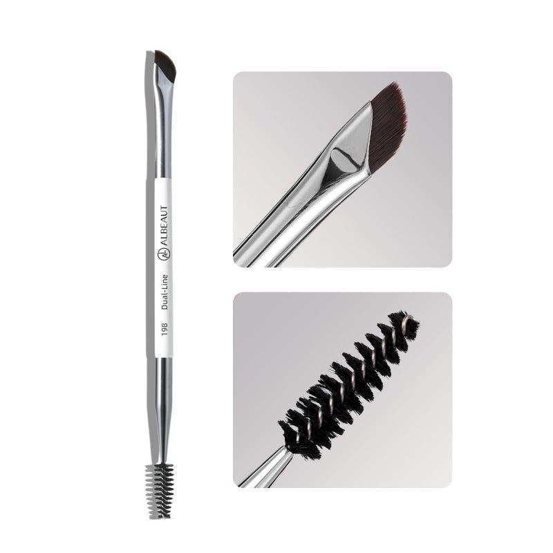 Albeaut Dual Eyeliner Brush Brow Brush, Precision Eye Makeup Applicator For Powder/Liquid/Cream Formula, Ultra-thin Eyeliner Brush Synthetic Bristles (198 Dual-Line) - Image 1