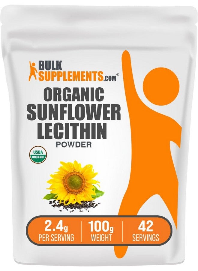 BulkSupplements مسحوق ليسيثين عباد الشمس العضوي من BulkSupplements.com - مكمل ليسيثين عباد الشمس، مكمل غذائي، درجة غذائية - نباتي وخالي من الغلوتين، 2.4 جرام لكل حصة، 100 جرام (3.5 أونصة) (عبوة من 1) - Image 1