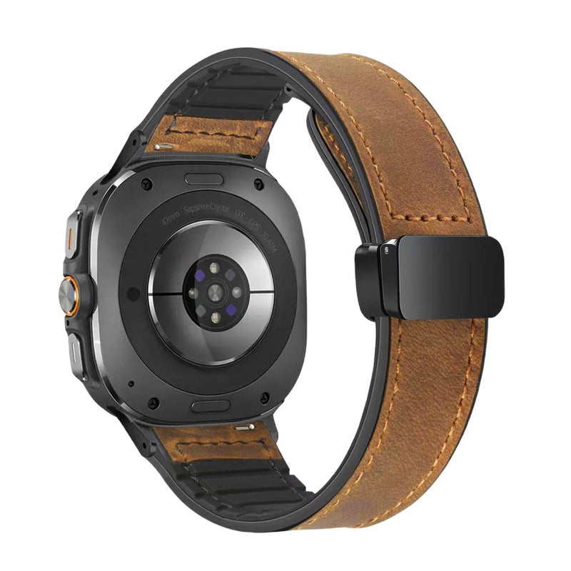 Adjustable Silicone Sport Smartwatch Band Compatible with Samsung Galaxy Watch 7 with Fit Soft Strap and Quick Daily Replacement Brown finish - Image 1