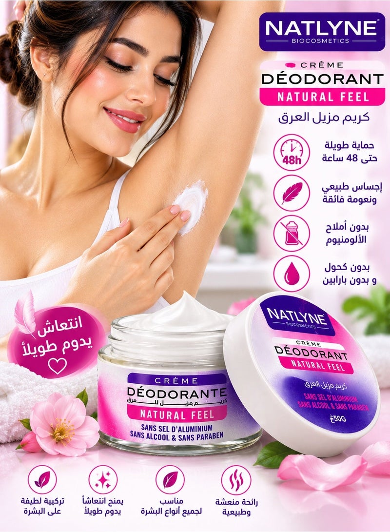 BiOCOSMETICS NATLYNE BIOCOSMETICS Natural Feel Deodorant Cream Natural Freshness & All-Day Confidence Aluminum Salt-Free, Alcohol-Free & Paraben-Free 50g - Image 2