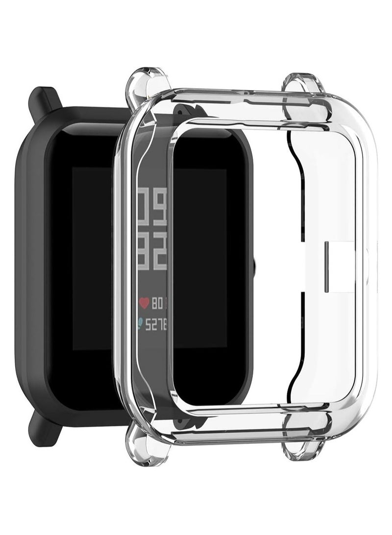 حافظة ELMO3EZZ متوافقة مع Amazfit GTS 2 Mini/Bip U Pro/Bip S/Bip Lite حافظة حماية شاشة شاملة للساعة، غطاء ناعم من مادة TPU مقاوم للصدمات، واقي نحيف ممتص للصدمات (شفاف)