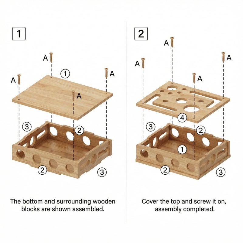 LUMIXA Reinforced Cat Nail File Scratcher Box with 8 Screws, Wooden Enrichment Puzzle Toy for Indoor Cats, Inside Sandpaper Claw Care & Furniture Protection (Assembly Guide Included) - Image 2