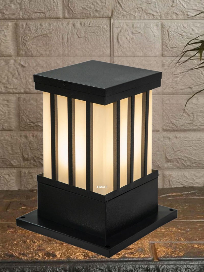 RBSK with Bulb Metal and Glass Gate Light Waterproof Pillar Lamp for Outdoor Decor Garden Lighting Pole Mount Exterior Fixture for Home Entrance Patio Compound Boundary (Jail) (Pack of 1) - Image 1