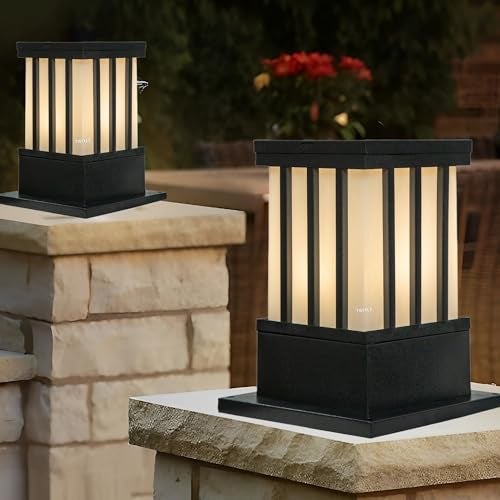 RBSK with Bulb Metal and Glass Gate Light Waterproof Pillar Lamp for Outdoor Decor Garden Lighting Pole Mount Exterior Fixture for Home Entrance Patio Compound Boundary (Jail) (Pack of 1) - Image 2