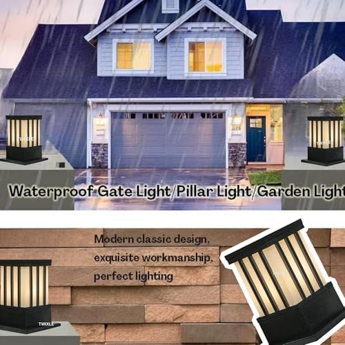 RBSK with Bulb Metal and Glass Gate Light Waterproof Pillar Lamp for Outdoor Decor Garden Lighting Pole Mount Exterior Fixture for Home Entrance Patio Compound Boundary (Jail) (Pack of 1) - Image 4