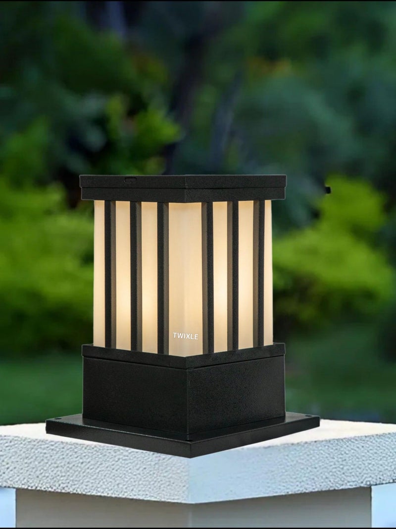 RBSK with Bulb Metal and Glass Gate Light Waterproof Pillar Lamp for Outdoor Decor Garden Lighting Pole Mount Exterior Fixture for Home Entrance Patio Compound Boundary (Jail) (Pack of 1) - Image 3