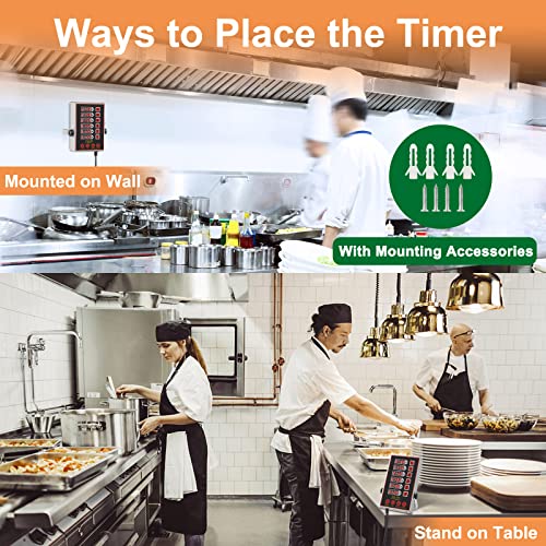 YOOYIST Kitchen Timers for Cooking – 6 Channel Commercial Kitchen Timer Restaurant Kitchen Supplies – Stainless Steel LED Technology Kitchen Timer Digital – Reminder Function, Loud Alarm - Image 3
