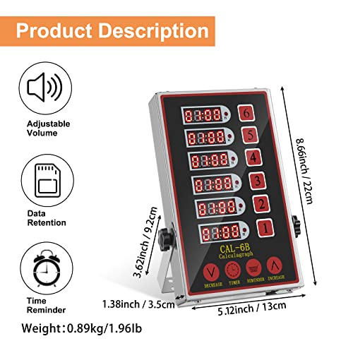 YOOYIST Kitchen Timers for Cooking – 6 Channel Commercial Kitchen Timer Restaurant Kitchen Supplies – Stainless Steel LED Technology Kitchen Timer Digital – Reminder Function, Loud Alarm - Image 5