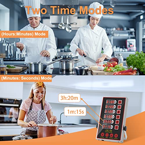 YOOYIST Kitchen Timers for Cooking – 6 Channel Commercial Kitchen Timer Restaurant Kitchen Supplies – Stainless Steel LED Technology Kitchen Timer Digital – Reminder Function, Loud Alarm - Image 4