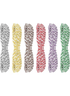 The Bros 6 Bundles x 10 Meters Colorful Cotton Twine String Decorative Cotton Cord Crafting String Gift Wrapping Ribbon 2mm Cotton Rope for Gardening Knitting Handmade Christmas Crafts (Sara)  - Image 1