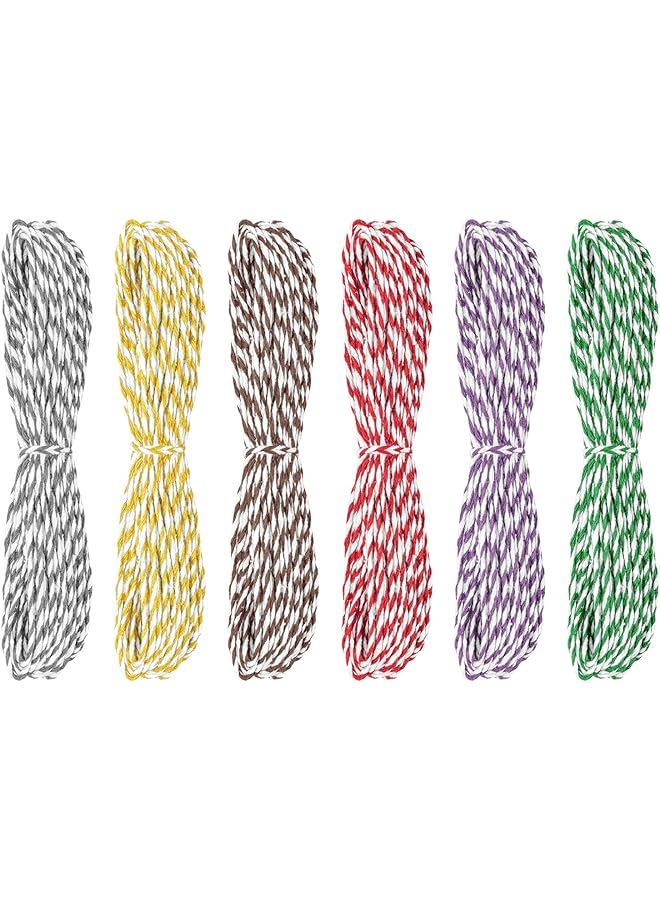 The Bros 6 Bundles x 10 Meters Colorful Cotton Twine String Decorative Cotton Cord Crafting String Gift Wrapping Ribbon 2mm Cotton Rope for Gardening Knitting Handmade Christmas Crafts (Sara)  - Image 1