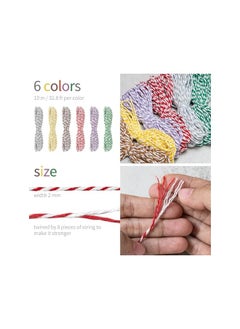 The Bros 6 Bundles x 10 Meters Colorful Cotton Twine String Decorative Cotton Cord Crafting String Gift Wrapping Ribbon 2mm Cotton Rope for Gardening Knitting Handmade Christmas Crafts (Sara)  - Image 2