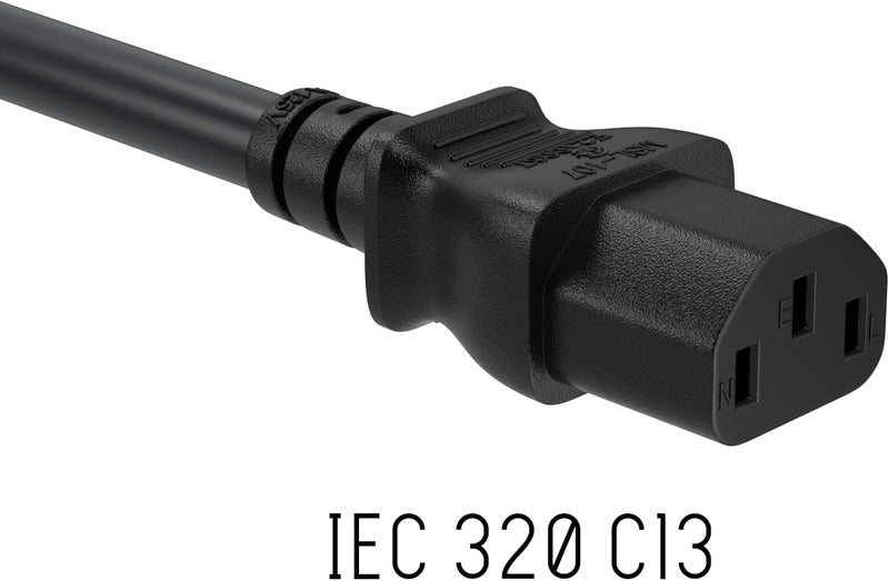 Cable Leader 4ft 18 AWG Universal Power Cord IEC320 C13 to NEMA 5-15P, Extension Power Cord, Compatible with Computers, Monitors, Printers & TVs, Black - Image 4